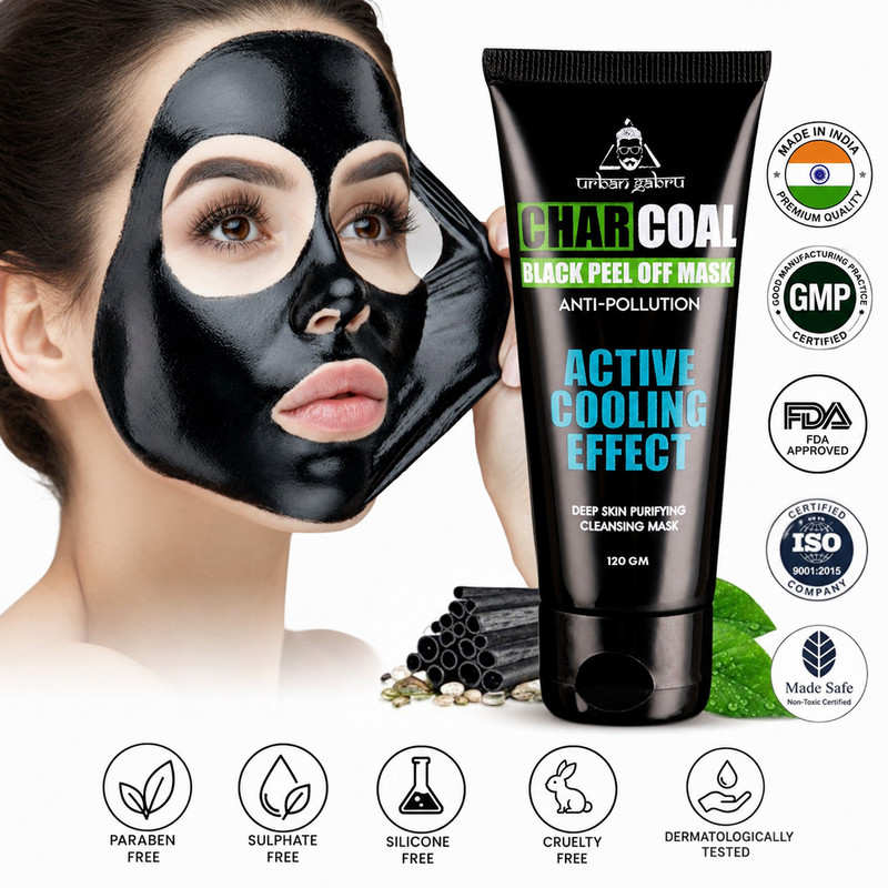 UrbanGabru Charcoal Peel Off Mask Blackhead Whitehead Remover 60g/120g Unisex