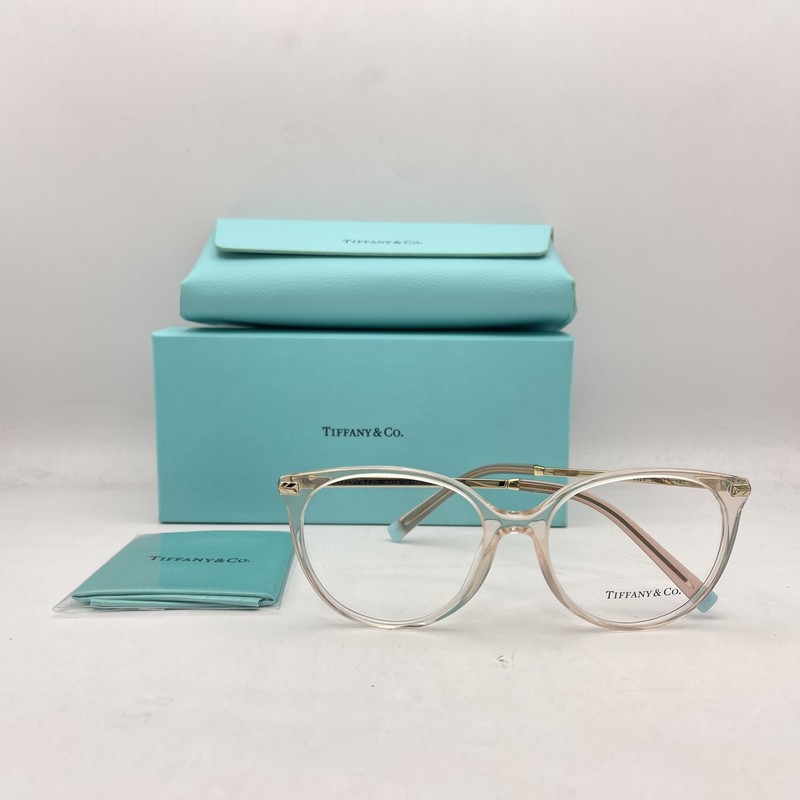 Tiffany & Co Womens Round Phantos Thin Eyeglasses TF2209 Transparent Nude