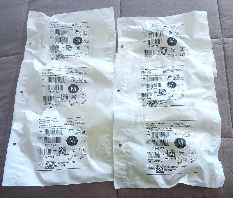 Lot 6 Philips Respironics Nuance Pro Gel Nasal Pillow Cushion Medium 1105174 NEW