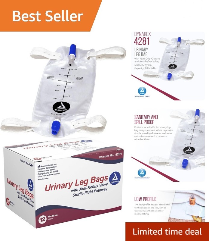 High-Quality Urinary Leg Bags with Soft Vinyl, 12-Pack, for Comfortable Wear