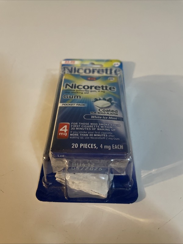 Nicorette Gum 4Mg, 20 Pcs. White Ice Mint Flavor EXP 05/2026