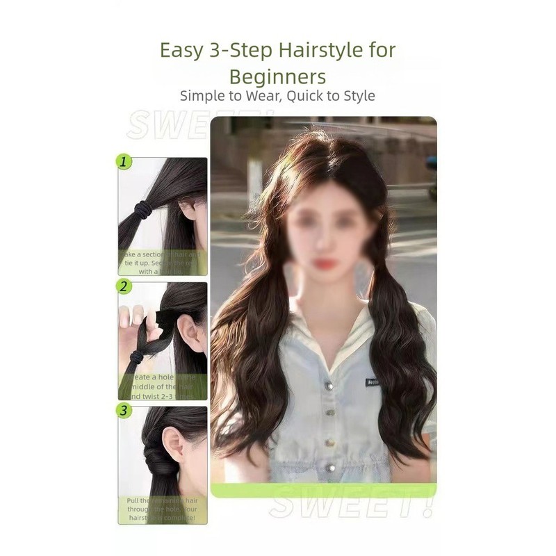 45cm Natural Wavy Hair Extension with Elastic Tie for Quick Ponytail Styling gallery