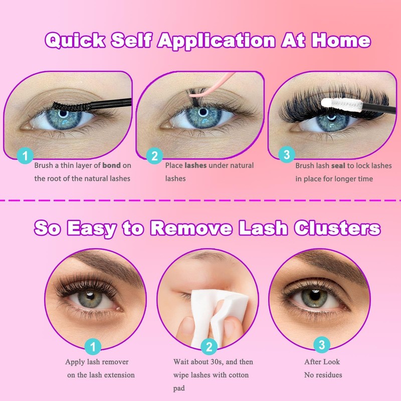 DAODER Cluster Lashes 30D+40D+50D+60D Lash Clusters D Curl 9-13mm, Black gallery