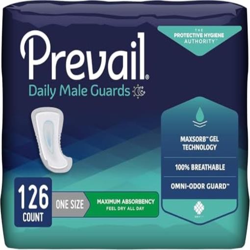 Prevail Daily Male Guards Maximum Absorbency Pads 126 Count