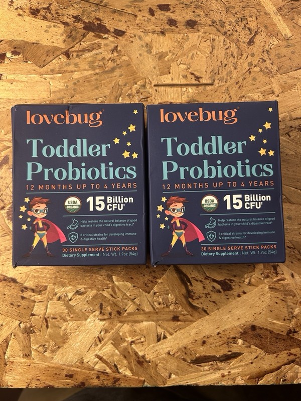 2-Pack of lovebug Toddler Organic Probiotics (60 Packets Total) Exp. 05/2026