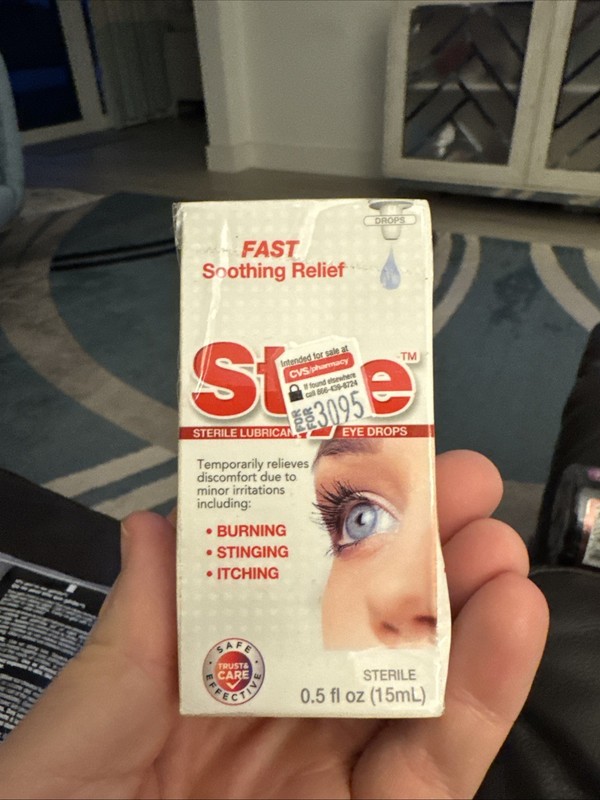 Stye Sterile Lubricant Eye Drops, Fast Soothing ReLief 0.5 FL Oz – exp. 01/2027