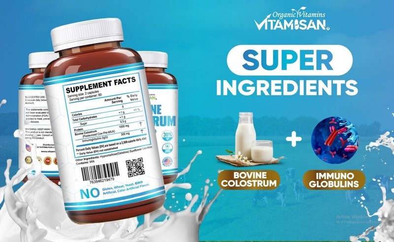 Bovine Colostrum Supplement - 30% IgG Lactoferrin, Immune Support (2 Pack) 240 c gallery