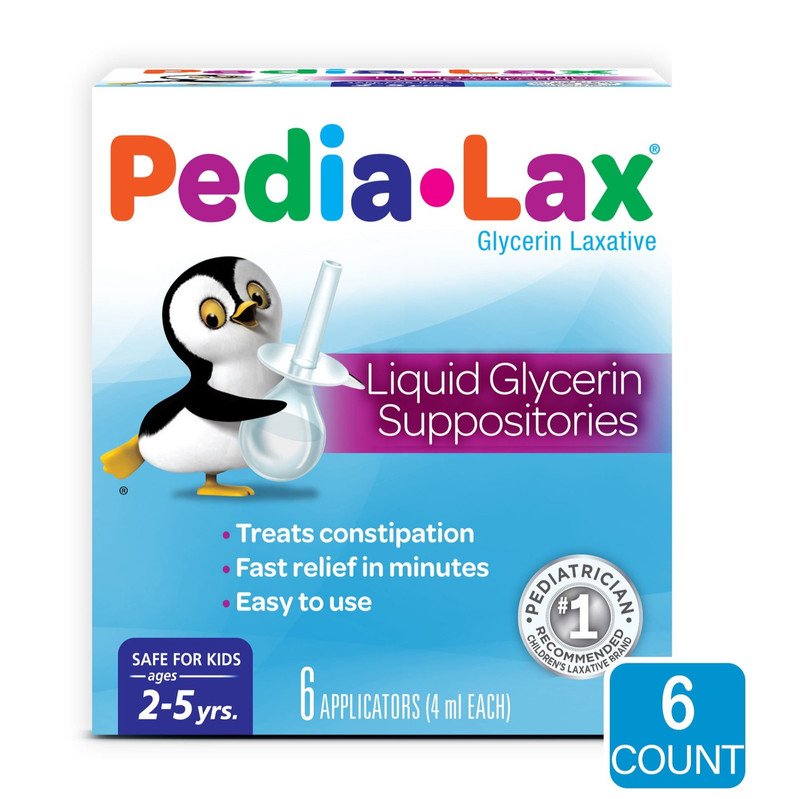 Pedia-Lax Liquid Glycerin Suppositories for Kids, Ages 2-5 | 6 Count Laxative