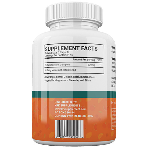 1 Bottle Beta Sitosterol 800mg Prostate Support Urinary Bladder KRK Supplements gallery