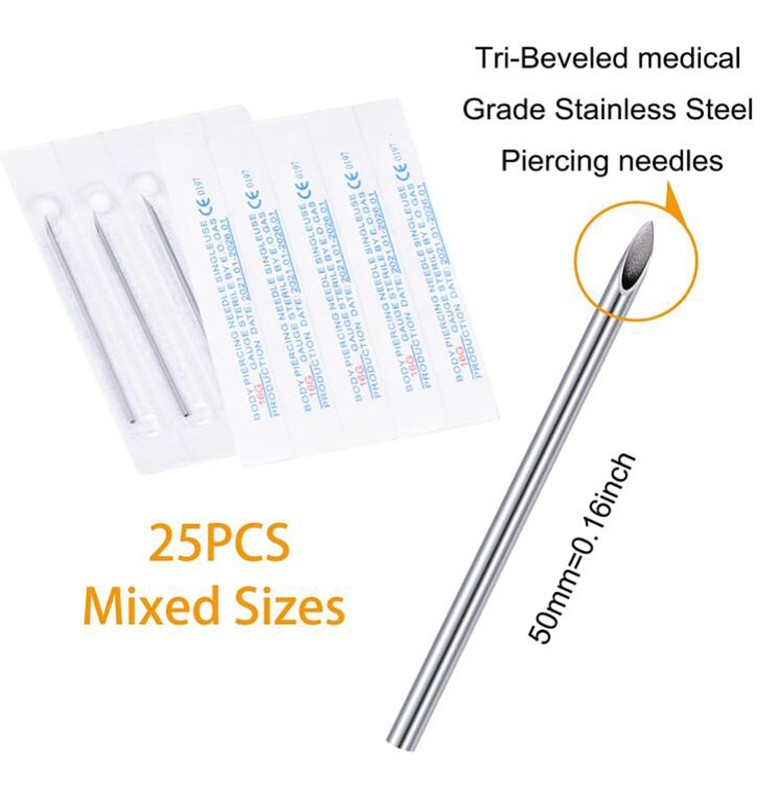 10,30,50 Sterile Body Piercing Needles 10,12,13,14,15,16,18,20G Navel Ear Nose gallery
