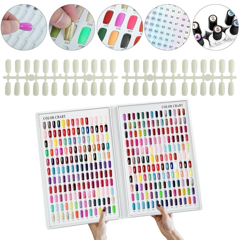 308 Colors Nail Swatches Book 360 Nail Tips Professional Nail Color Chart Card gallery