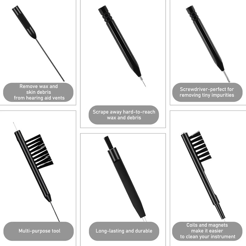 13-Piece Hearing Aid Cleaning Kit Tools Brush Magnifier Screwdriver Storage Bag gallery