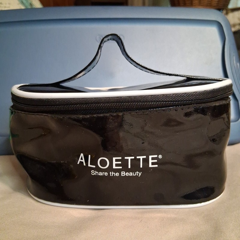 Aloette Black Patent Cosmetic Makeup Bag New