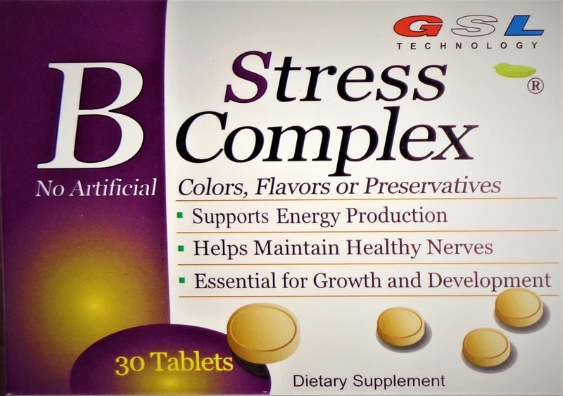 GSL Stress B Complex Dietary Supplement With Zinc Vitamin C 30 Tablets EXP 01/27
