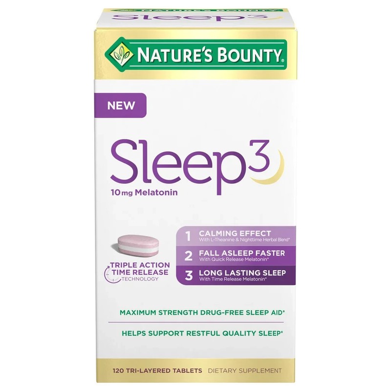 Nature’s Bounty Sleep3 10 mg. Melatonin, 120 Tablets Triple Action Time Release