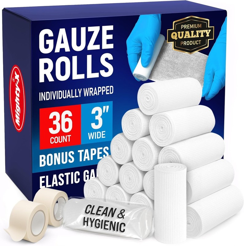 36 Gauze Rolls - 3" x 4.1yd - Soft and Breathable Rolled Gauze - Latex-Free ... gallery