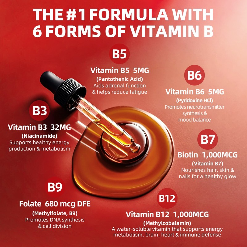 Vitamin B12 and B6 Liquid Drops, B12 Sublingual Vitamin B Complex Vitamin 60ML gallery