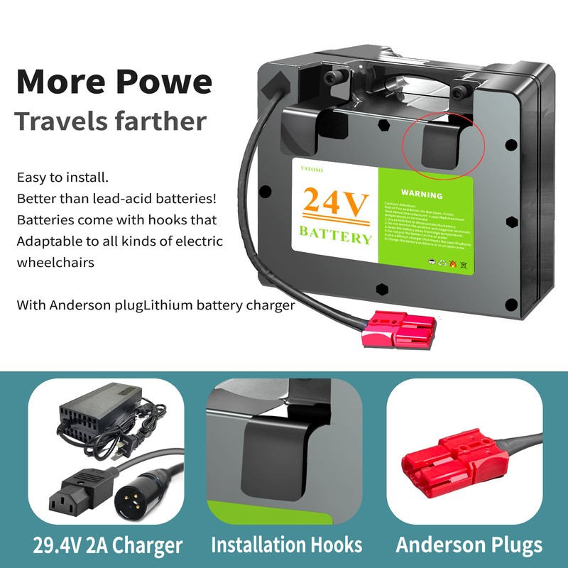 24V12Ah Lithium power Battery for Electric Wheelchair 30A BMS, Lighter gallery