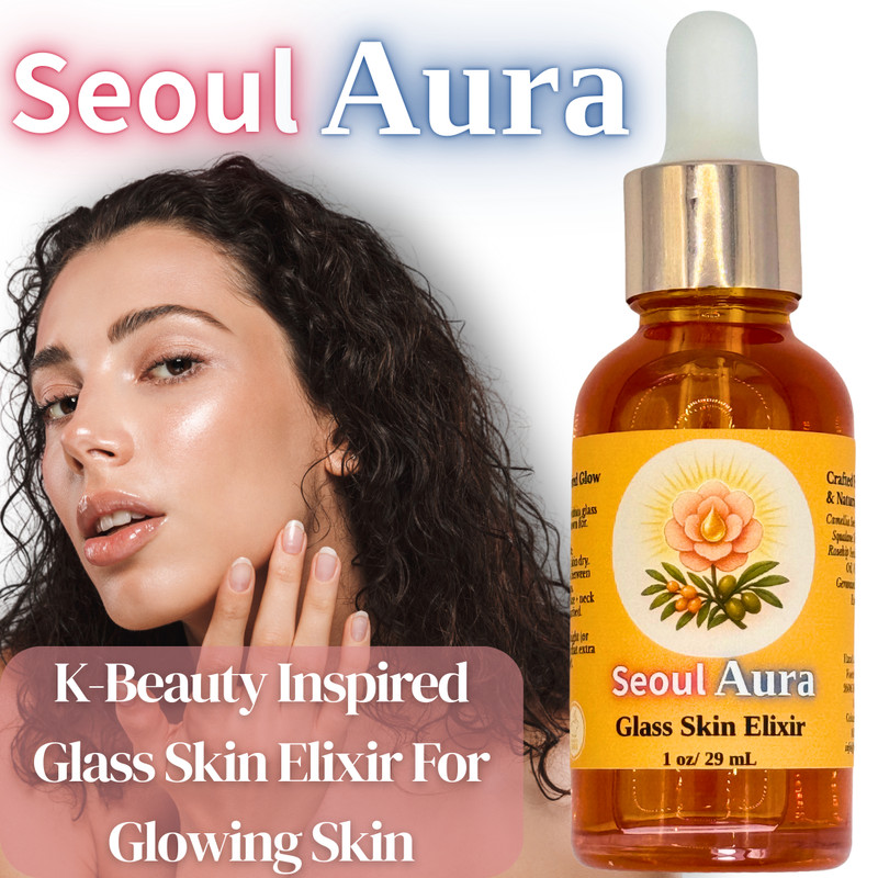 Korean Skincare Glass Skin Elixir | Seoul Aura 1oz K-Beauty Face Oil Serum
