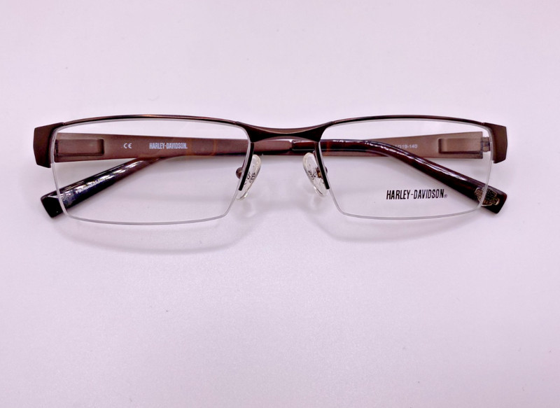 Harley Davidson HD396 BRN Brown Metal Semi Rim Eyeglasses Frame 54-19-140