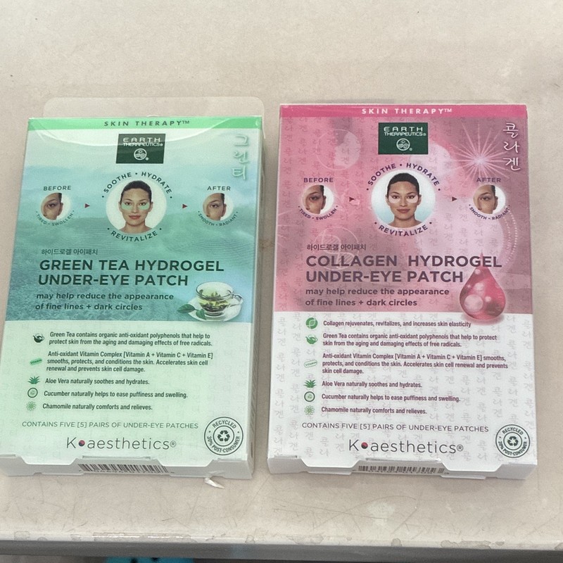 Earth Therapeutics K-aesthetics Green Tea+Collagen Hydrogel Eye Patches 2pk 5pr