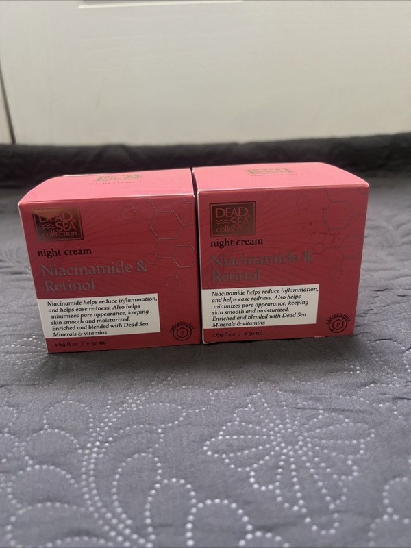 Dead Sea Collection Beauty 2pc Niacinamide & Retinol Night Cream AntiRedness NEW