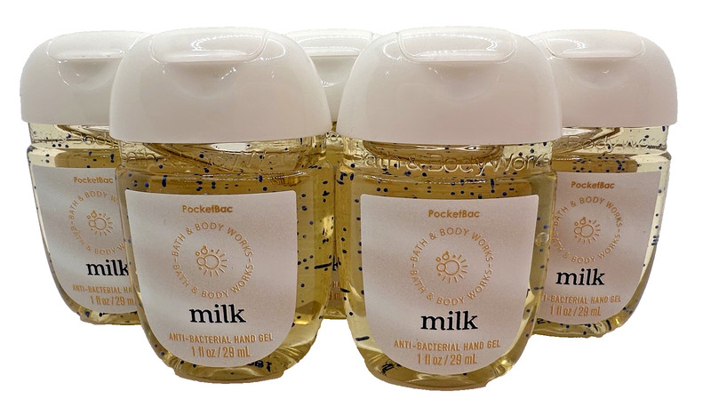 Bath & Body Works Milk Hand Sanitizer Gel Pocketbac 1 oz x5
