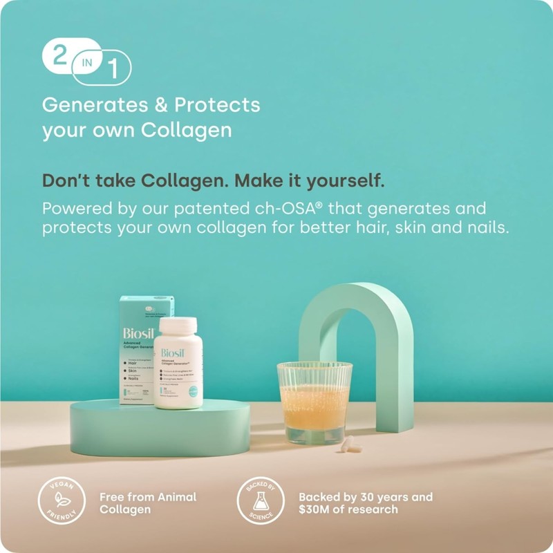 2 Pack BioSil Advanced Collagen Generator Capsules 120 Count Hair Skin Nails #4 gallery