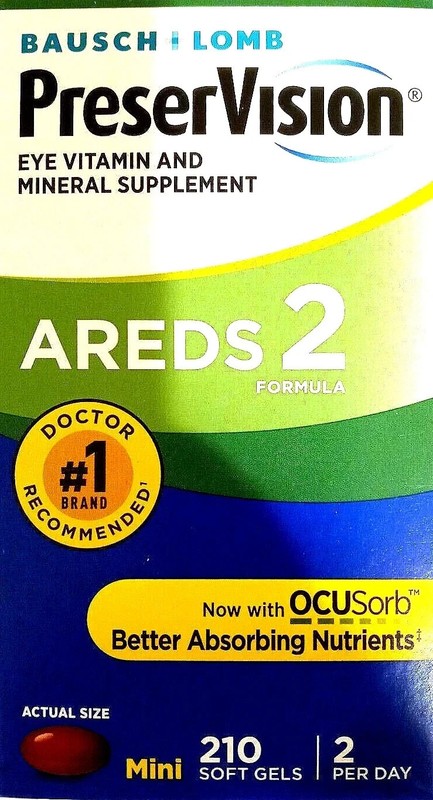 Bausch+Lomb PreserVision AREDS 2 Formula 210 Soft Gels Eye Vits+Mins EXP 08/2026