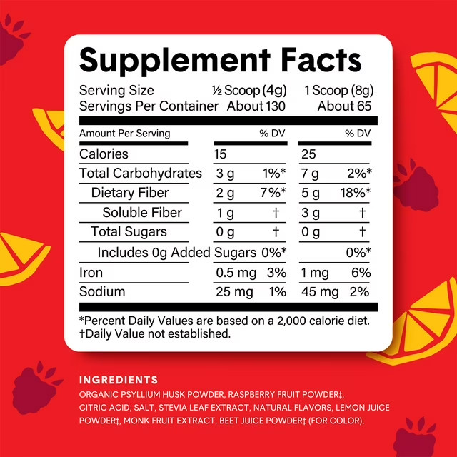2 Bellway Super Fiber Fruit Psyllium Husk Fiber Supplement Raspberry Lemon 11/26 gallery