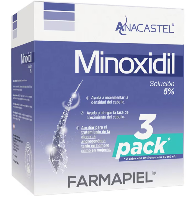 Solución 5% Anacastel, Tratamiento Capilar Anticaída Cabello, Barba y Bigote