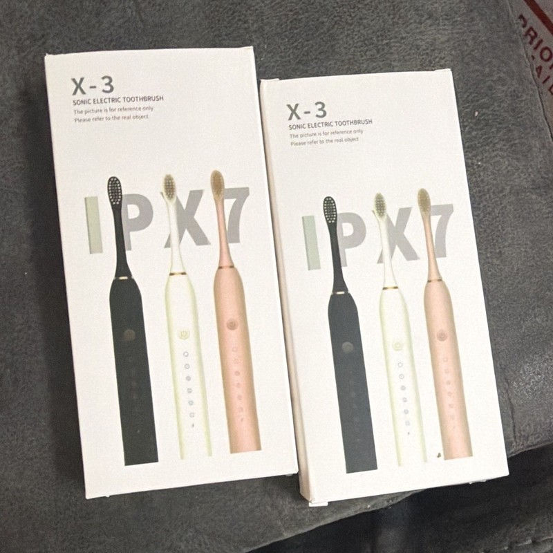 X-3 Sonic Electric Toothbrush Set 2-Pack IPX7 Pink Unisex Adults one in each