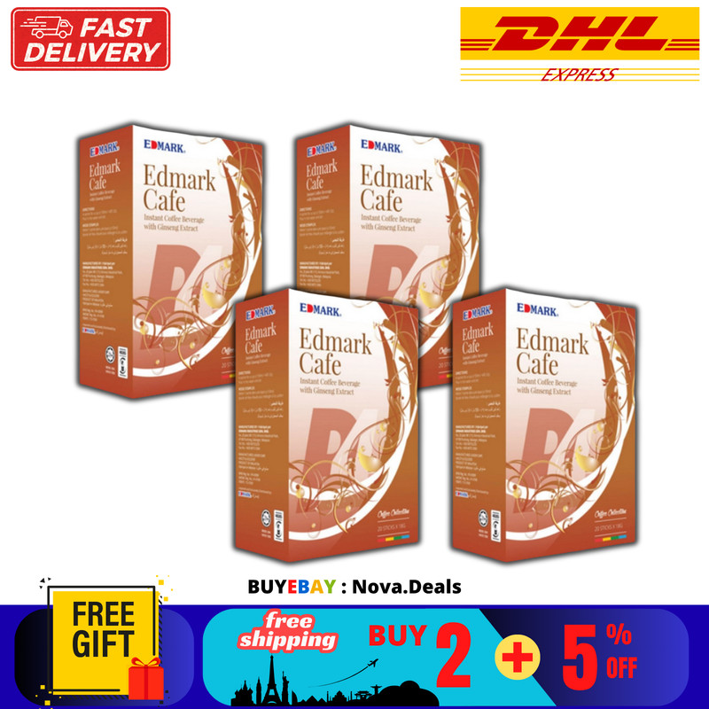 4 X Edmark Cafe Korean Ginseng Coffee Arabica Cafe Roasted Libido Antioxidant