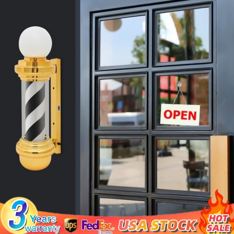 68cm Barber Pole Light Hair Salon Wall Mount Rotating Open Sign Light Waterproof