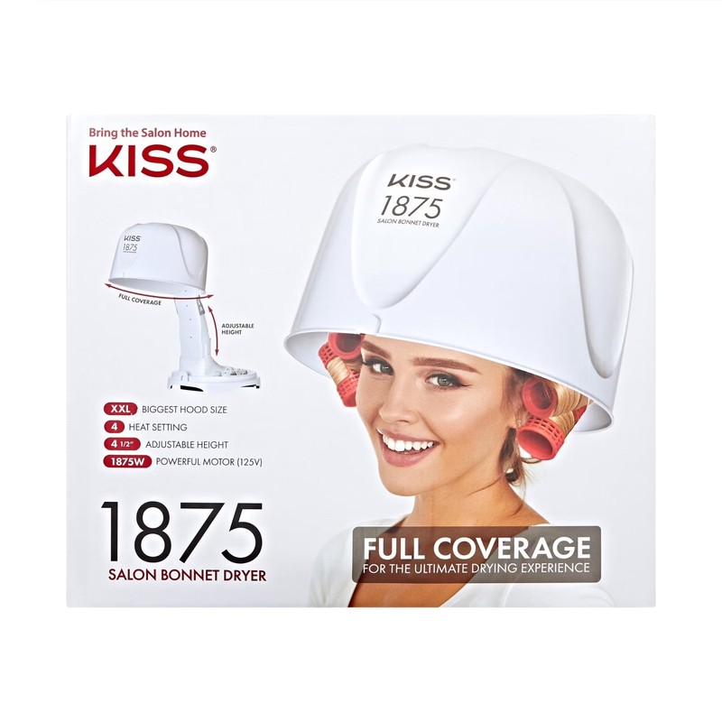 Kiss 1875W Salon Bonnet Portable Hair Dryer, Adjustable Height, 4 Heat Settings
