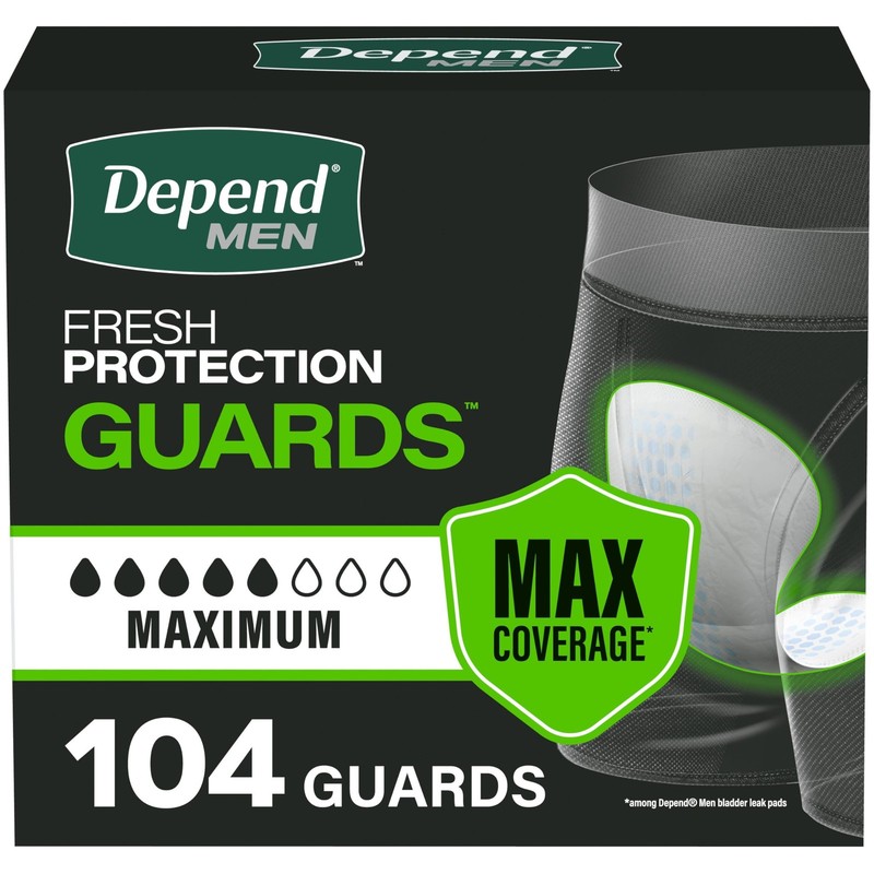 Guards Incontinence Pads for Men, Maximum Absorbency, 104 Count, Packaging Ma…