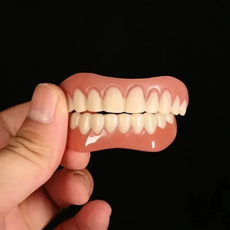 Smile Snap On False Teeth Upper Lower Dental Veneers Denture Tooth Cover Set gallery