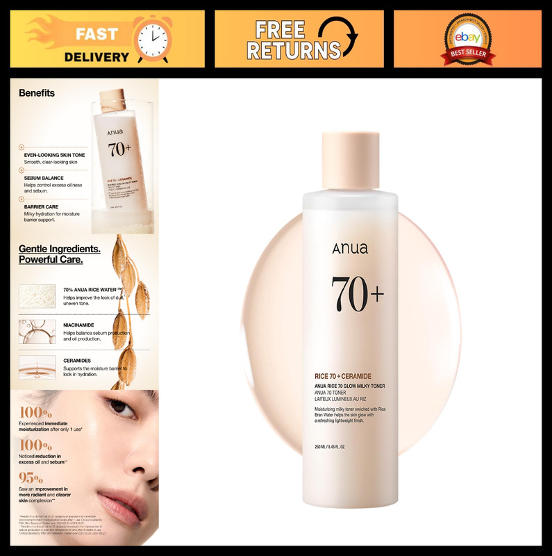 Glow Milky Toner 8.45 fl. oz – Hydrating Rice Water, Niacinamide, Ceramides, Fra