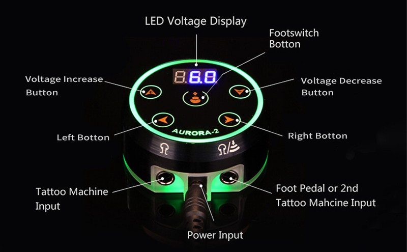 Aurora 2 Tattoo Power Supply Digital Colorful LED Dual Mode Critical Machine gallery