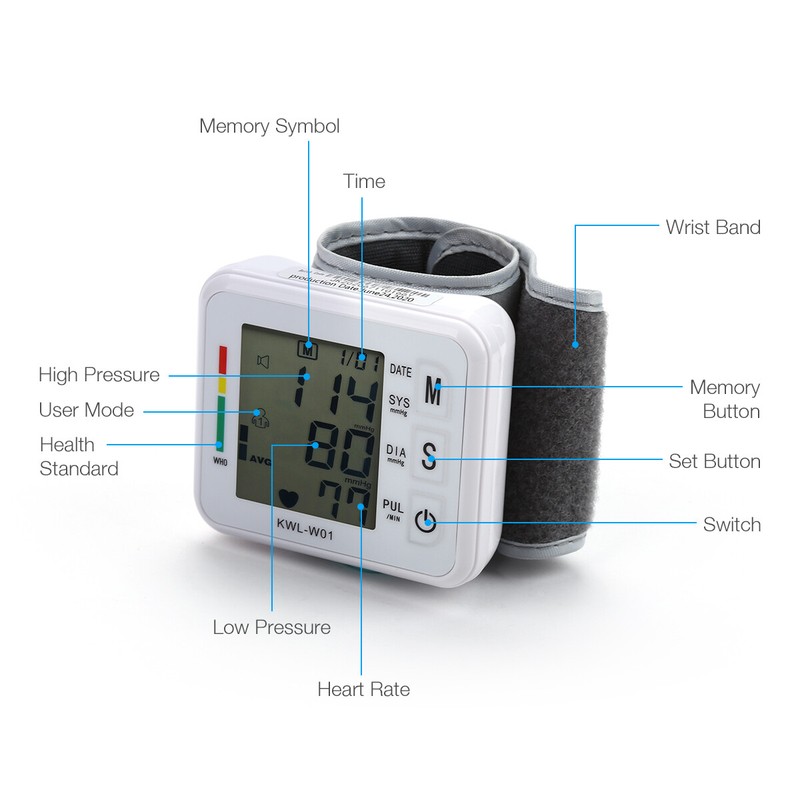 Automatic Digital Wrist Blood Pressure Monitor BP Cuff Machine Test Device USA gallery