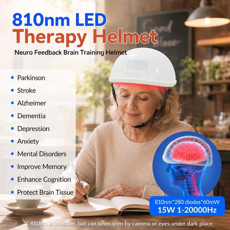 810nm NIR Brain Helmet, 10000mAh Rechargeable, 1-60 Min Timer for Neuro Support