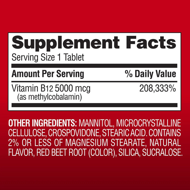 Vitamin B12 5000 mcg, 300 count — Cherry Flavored, Superior Absorption gallery
