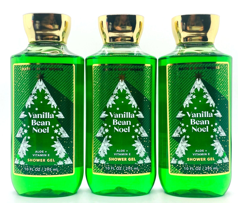 3-Pack Bath & Body Works Vanilla Bean Noel Shower Gel Wash 10 fl.oz Each New