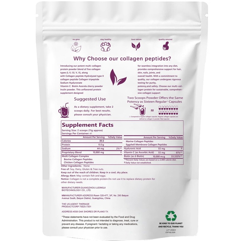 1lbType I,II,III,V,X Multi Collagen Peptides Powder-Hydrolyzed Peptides Protein gallery