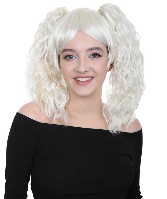 Adult Women Wig, White TV/Movie Party Ready Fancy Cosplay Halloween Wig, HW-1969