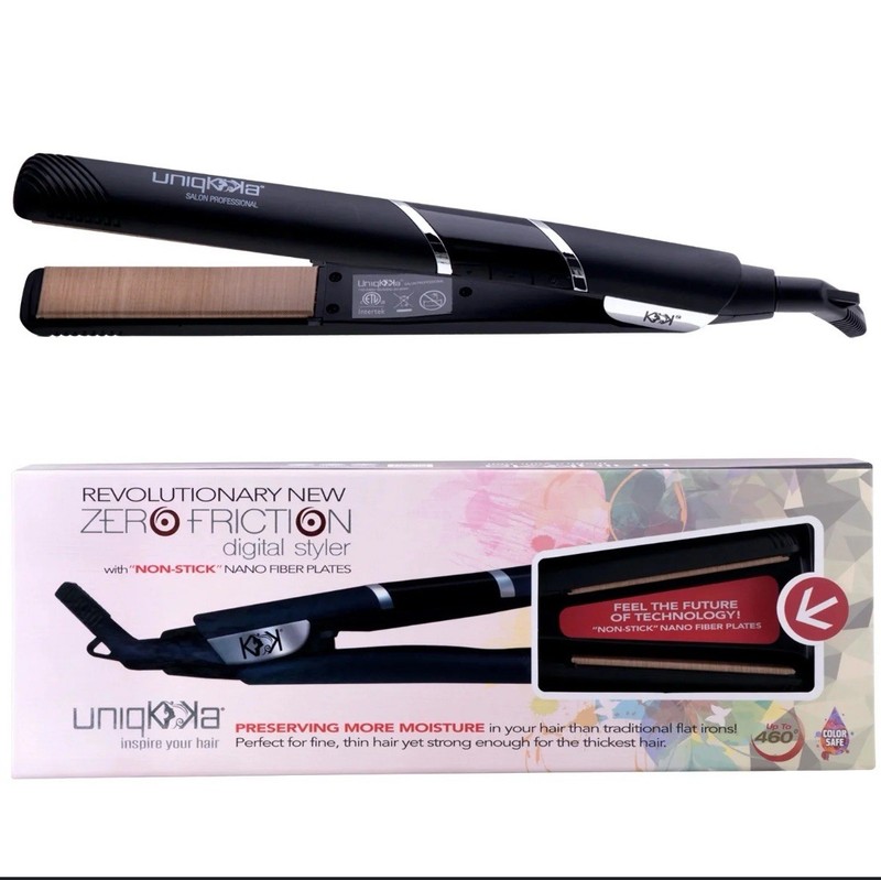 Uniqkka Digital Straightener Flat Iron W Nonstick Nano Fiber Plates Brand New