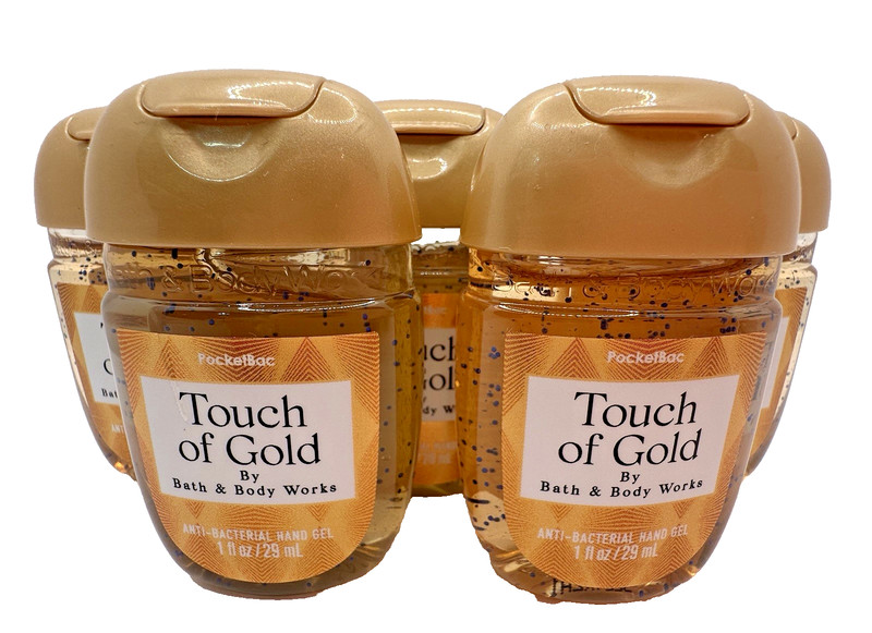 Bath & Body Works Touch Of Gold Hand Sanitizer Gel Pocketbac 1 oz x5