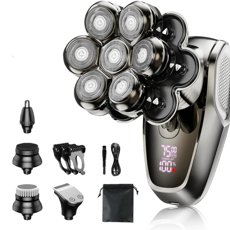 7D Magnetic Electric Head Shaver 5in1 Bald Razor Mens Body Trimmer Wet & Dry