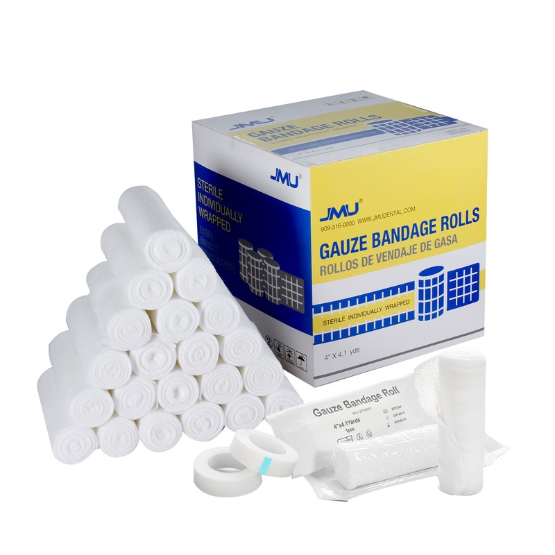 JMU Dental 4×4 Yards Rolled Gauze Bandage Sterile Stretch Medical Tape First Aid