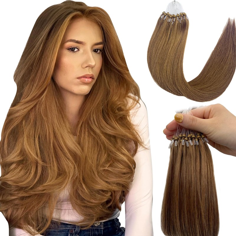 Eliysako Remy-Hair Microlink Hair Extensions Human Hair Micro Bead 14Inch